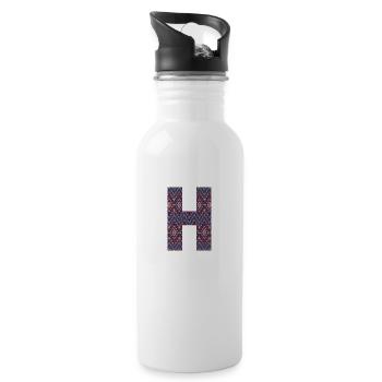 Monogramm Buchstabe H - geometrisches Muster - Trinkflasche mit integriertem Trinkhalm - Weiß - Rechts