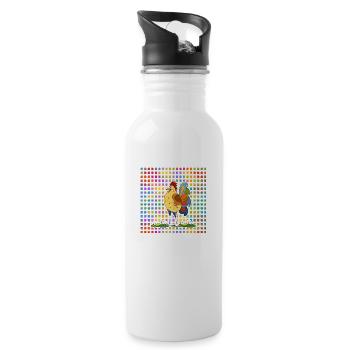 Hahn - Trinkflasche mit integriertem Trinkhalm - Weiß - Rechts