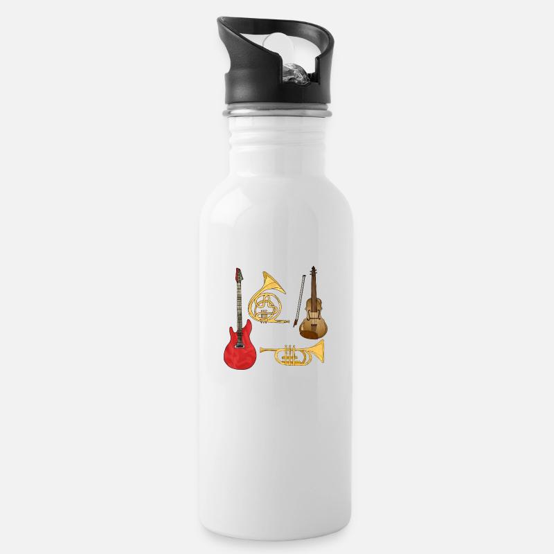 Musikinstrumente - Trinkflasche mit integriertem Trinkhalm - Weiß