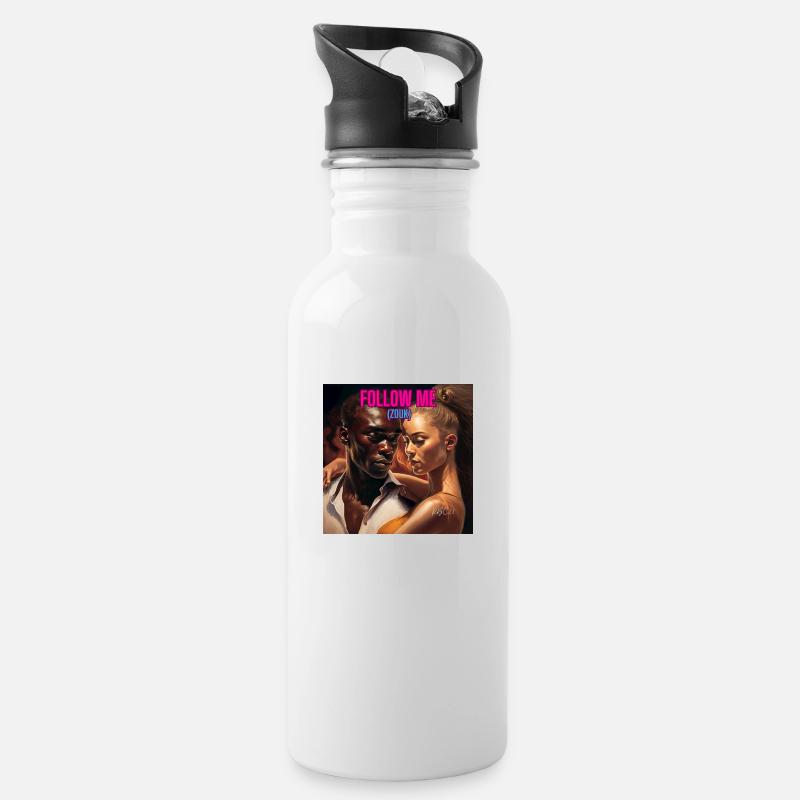 FOLGE MIR ZOUK - Trinkflasche mit integriertem Trinkhalm - Weiß