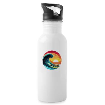 Surfer Sunset - Trinkflasche mit integriertem Trinkhalm - Weiß - Rechts