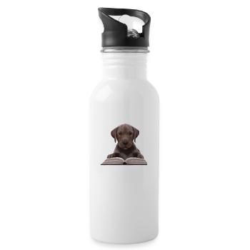 Labradorbesitzer Labrador Retriever Buch lesen - Trinkflasche mit integriertem Trinkhalm - Weiß - Rechts