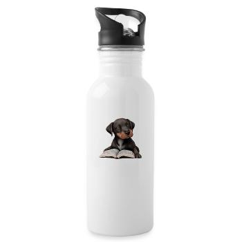Labradorbesitzer Buch Labrador Retriever lesen - Trinkflasche mit integriertem Trinkhalm - Weiß - Rechts