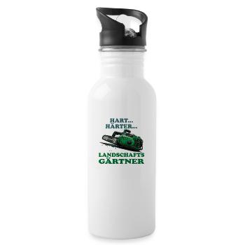 Landschaftsgärtner - Trinkflasche mit integriertem Trinkhalm - Weiß - Rechts