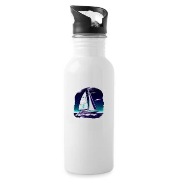 sailor sailing ship sailing sport sailboat - Water bottle with straw - white - Right