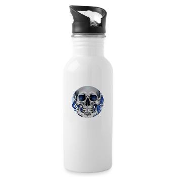Grey Skull - Ornament - Trinkflasche mit integriertem Trinkhalm - Weiß - Rechts