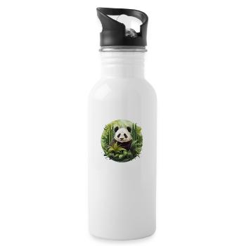 Panda's Paradise - Trinkflasche mit integriertem Trinkhalm - Weiß - Rechts