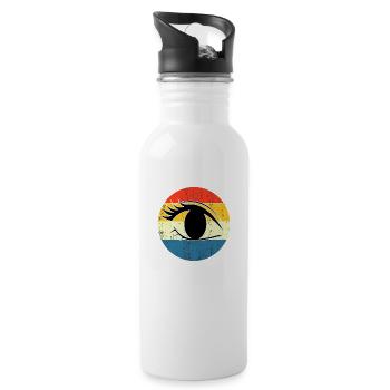 Retro Vintage eye Sunset Design - Water bottle with straw - white - Right