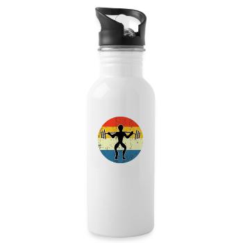 Retro Vintage workout Sunset Design - Water bottle with straw - white - Right