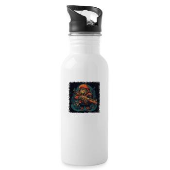 animal geek cool pet beaver tshirt present - Trinkflasche mit integriertem Trinkhalm - Weiß - Rechts