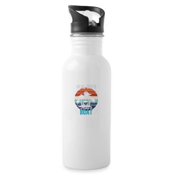 Real Guys have a Boat - Trinkflasche mit integriertem Trinkhalm - Weiß - Rechts