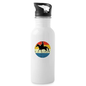 Vintage Retro Horse Sunset For Horse Lovers - Water bottle with straw - white - Right