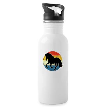 Vintage Retro Horse Sunset For Horse Lovers - Water bottle with straw - white - Right