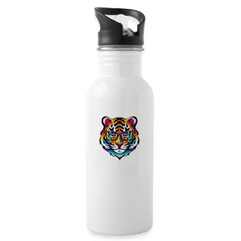 Tiger Intelligent Glasses Colorful Rainbow Gift - Gourde avec paille intégrée - blanc - Droite