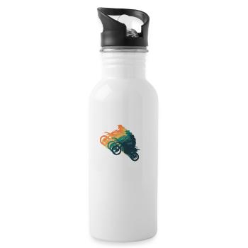 Retro motorcycle - Water bottle with straw - white - Right