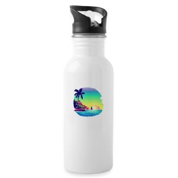 Summer Holiday Sun Palm Beach Palm Island - Water bottle with straw - white - Right