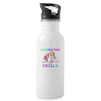 Bagger Baustelle Bauarbeiterin Mädchen I Geschenk - Trinkflasche mit integriertem Trinkhalm - Weiß - Rechts
