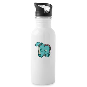 hugadino hugattack, dino, cute dinosaur - Water bottle with straw - white - Right