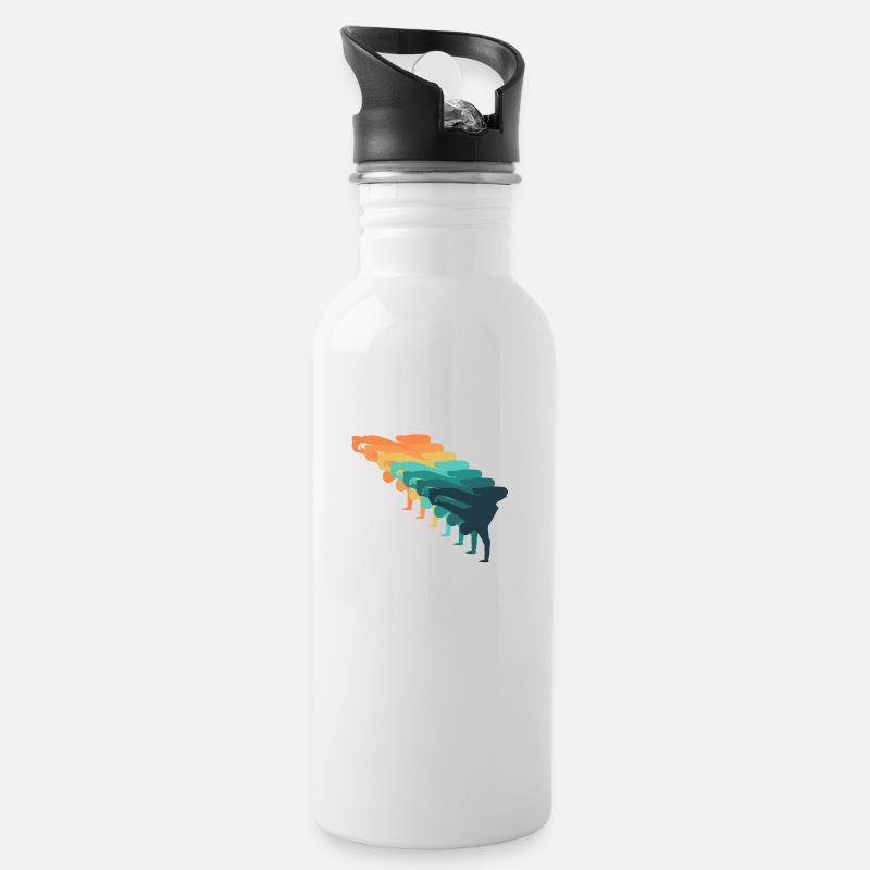 Retro-Breakdance - Trinkflasche mit integriertem Trinkhalm - Weiß