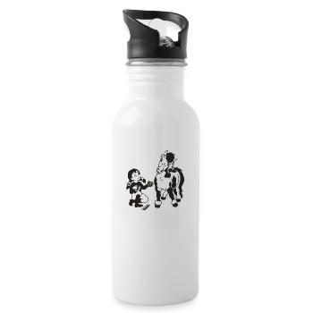 Pferde - Trinkflasche mit integriertem Trinkhalm - Weiß - Rechts