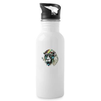 Kika the mandrill - Water bottle with straw - white - Right