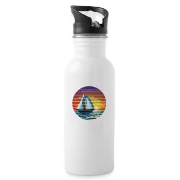 Sailing Sailboat Sailing Sailing Sailing Ship - Water bottle with straw - white - Right