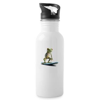 Frog surfing - Water bottle with straw - white - Right