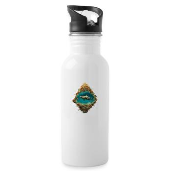 The shark in the heart - Water bottle with straw - white - Right