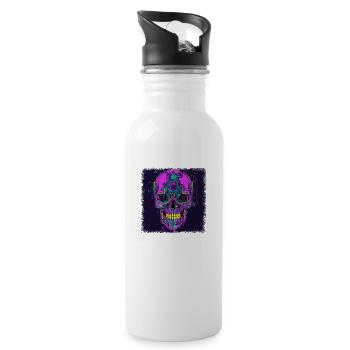 Bones Fingers Skater Exoskeletal Spooky Happy - Water bottle with straw - white - Right