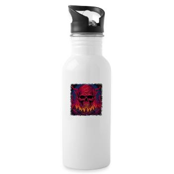 skeletal back skeleton costume gifts bones heart - Water bottle with straw - white - Right