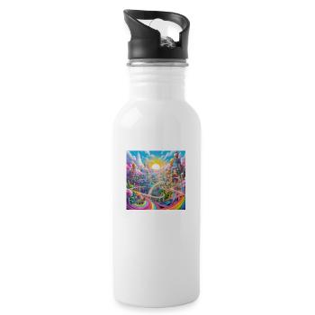 icecrusher Cartographic Pencil Art Color - Trinkflasche mit integriertem Trinkhalm - Weiß - Rechts