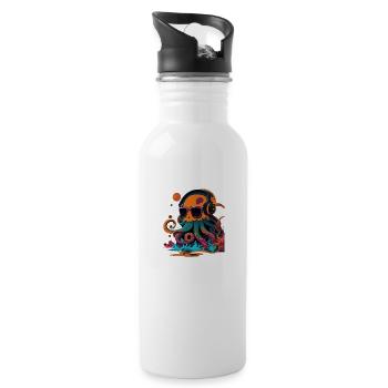Oktopus mit Sonnenbrille - Trinkflasche mit integriertem Trinkhalm - Weiß - Rechts