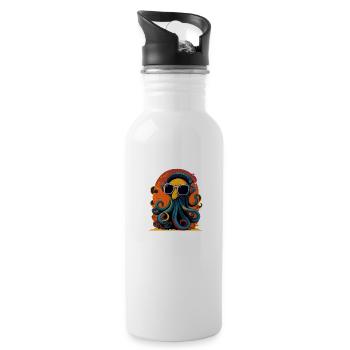 Octopus with sunglasses - Water bottle with straw - white - Right