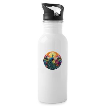 Peacock - Water bottle with straw - white - Right