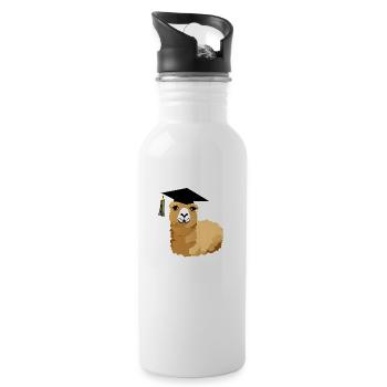 Bachelor Alpaca Studies Graduate School Leaving Certificate - Water bottle with straw - white - Right