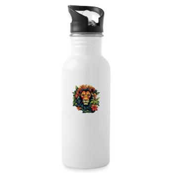 Royal Lion Magic in Tropical Jungle - Water bottle with straw - white - Right