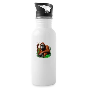 Orang-Utans können glücklich oder wütend sein - Trinkflasche mit integriertem Trinkhalm - Weiß - Rechts