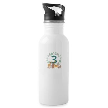 3rd anniversary - third anniversary animals - Water bottle with straw - white - Right
