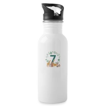 7th anniversary - seventh anniversary animals - Water bottle with straw - white - Right