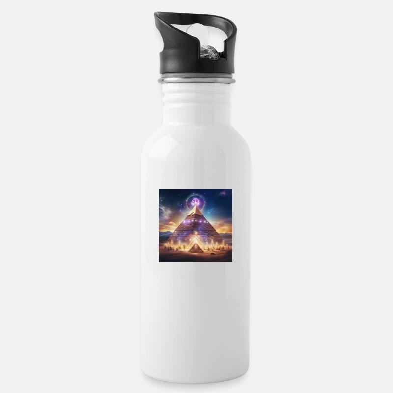 Pyramid - Water bottle with straw - white