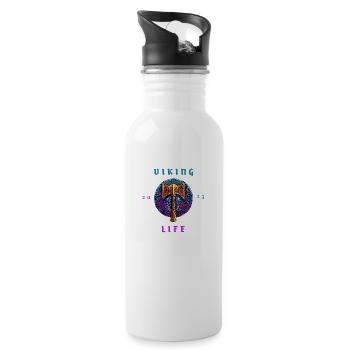 Wikinger Axt mit Aufschrift „Viking Life“ (2023) - Trinkflasche mit integriertem Trinkhalm - Weiß - Rechts