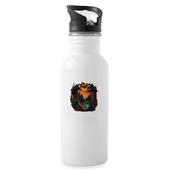 Protection de l’environnement maintenant! - Gourde avec paille intégrée - blanc - Droite
