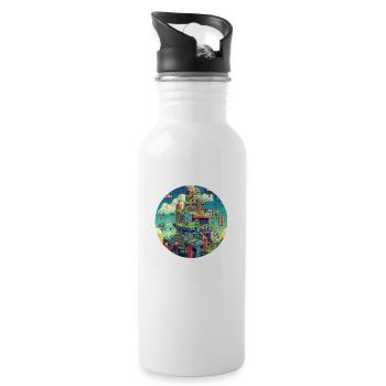 Fun with pixel video games - Water bottle with straw - white - Right