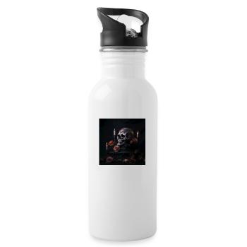 Vergänglichkeit - Gothic T-Shirt Design - Trinkflasche mit integriertem Trinkhalm - Weiß - Rechts