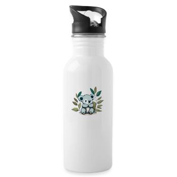 Koalabär mit Eukalyptusblättern - Trinkflasche mit integriertem Trinkhalm - Weiß - Rechts
