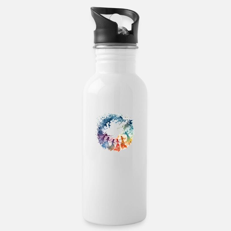 Der Tanz der Engel - Trinkflasche mit integriertem Trinkhalm - Weiß