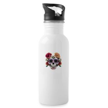 Dia de los Muertos - Trinkflasche mit integriertem Trinkhalm - Weiß - Rechts