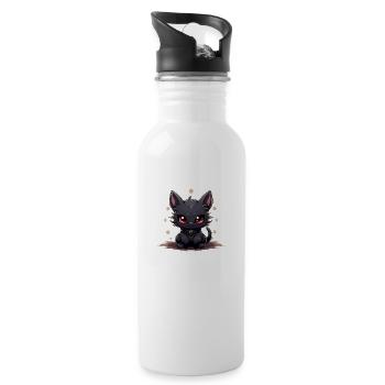 Mystical Black Cat - Water bottle with straw - white - Right