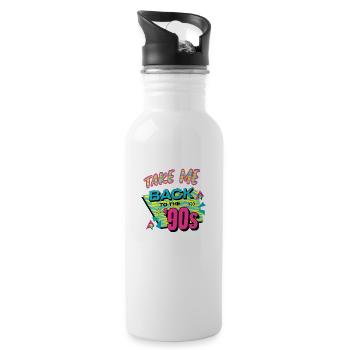 90s mignon 80s rétro vintage drôle cool nostalgie - Gourde avec paille intégrée - blanc - Droite