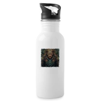 funny quote humor lion dog africa quote - Trinkflasche mit integriertem Trinkhalm - Weiß - Rechts